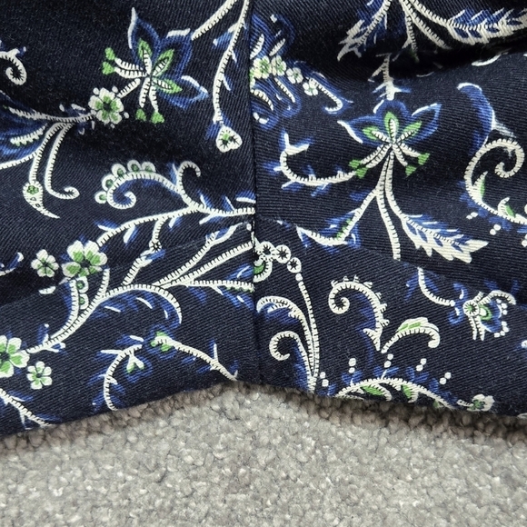 Vintage Talbots Black Blue Floral Paisley Pants Stretch Side Zipper - Picture 10 of 10